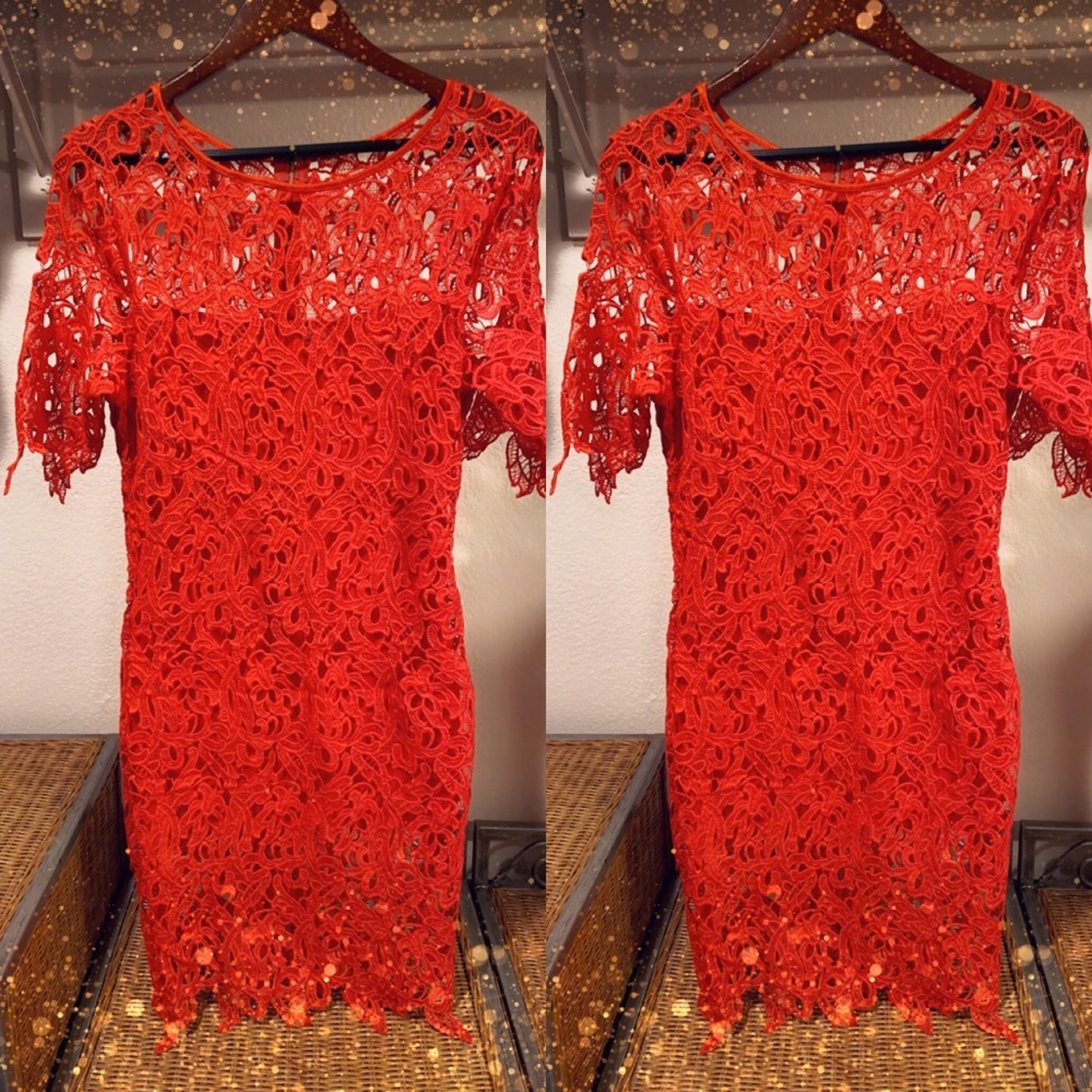Red lace dress